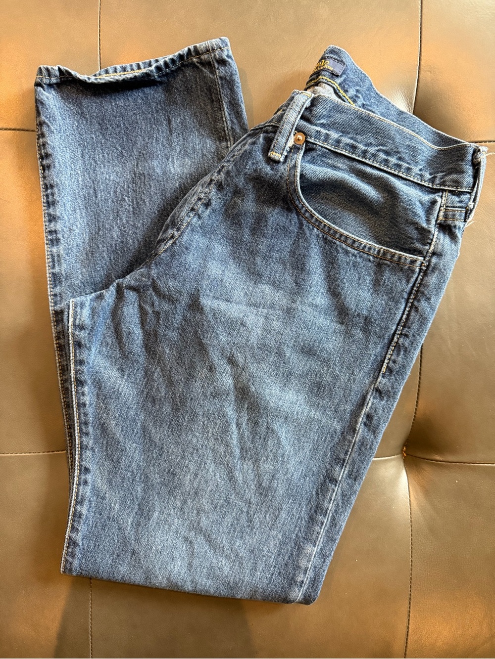 Ralph Lauren Polo Hampton Relaxed Straight Jeans in Medium Blue